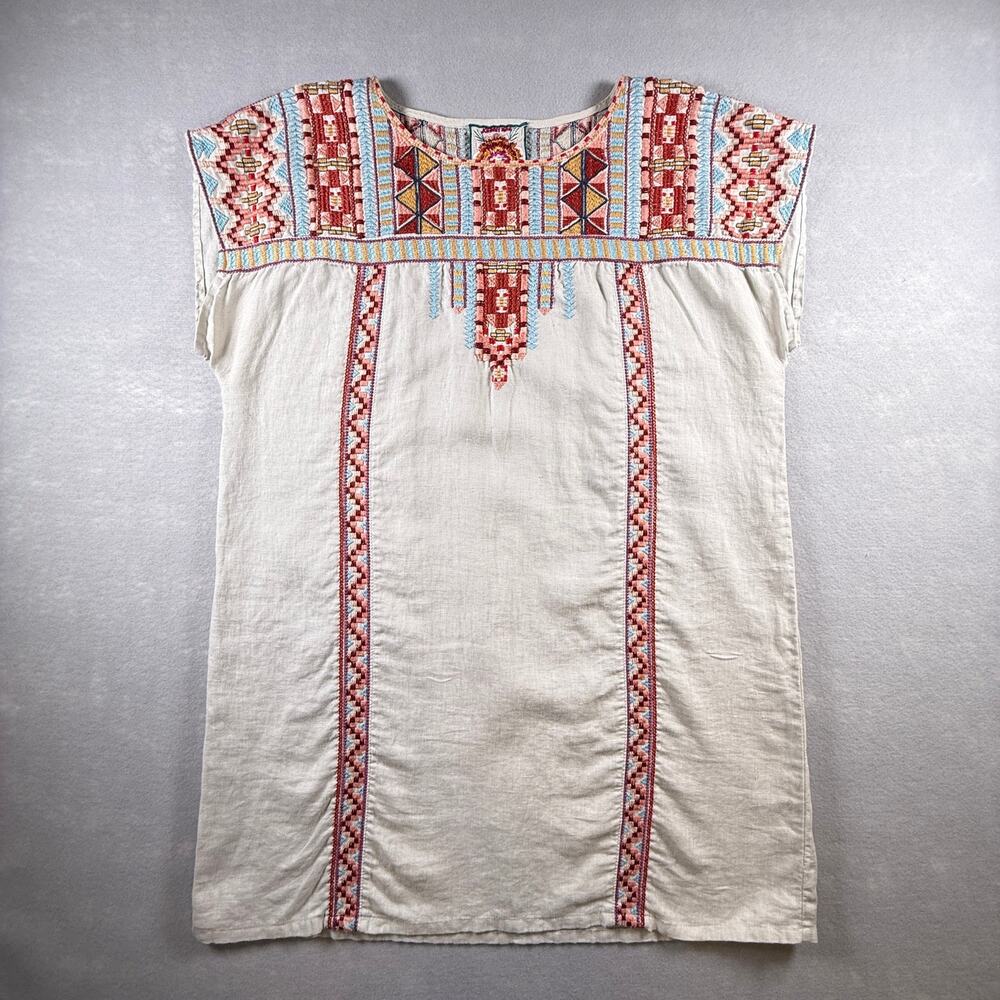 NWOT Johnny Was Eliza linen shift dress - embroidered beach tunic western size L